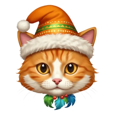 cat head, orange, with hat and feather on it sticker