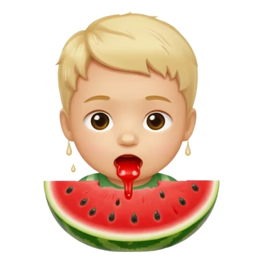 Baby eating watermelon sticker