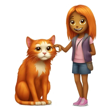 orang cat with girl sticker
