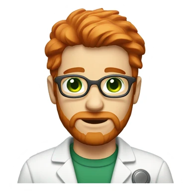male scientist with red hair and a beard and green eyes without glasses sticker