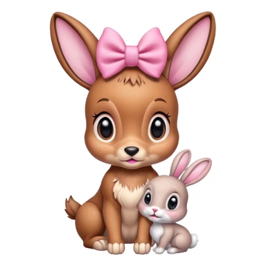 Bambi with pink bow with bunny sticker