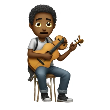 Sad musician holding his instrument sticker