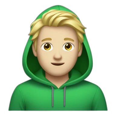 white guy with a green hoodie with blonde hair and blue eyes sticker