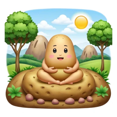 kawaii meditating potato landscape sticker