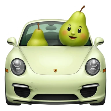 plain pear in a porshce withe black rims sticker