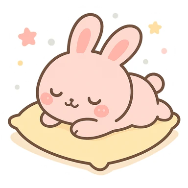 pink bunny sleeping on pillow sticker