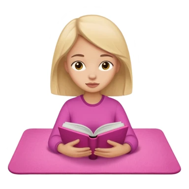 The girl is reading nomoz in the pink carpet of nomoz sticker