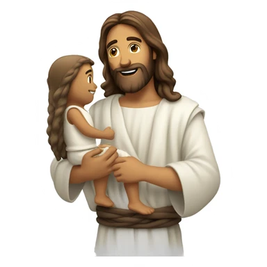 Jesus abraçando um menino branco de cabelo escuro  sticker