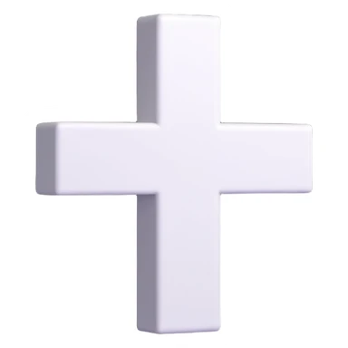 white plus sign, 3D with soft shadows, Microsoft fluent emoji style sticker