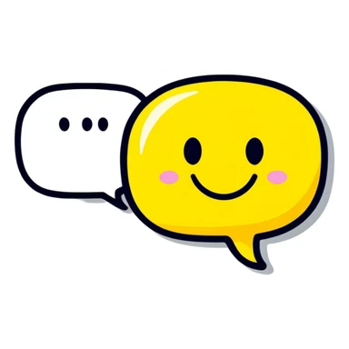 speech bubble with smiley face, cartoonish sticker style sticker