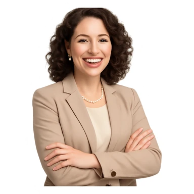 a beautiful, fancy woman as a happy and relaxed project manager, in a professional yet cheerful pose sticker