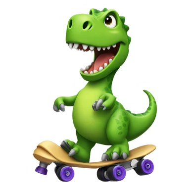 Make a dinosaur with skates sticker