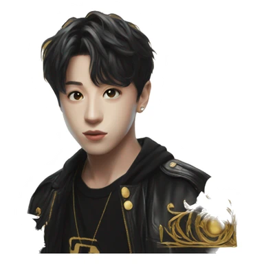 Jungkook with golden album  sticker