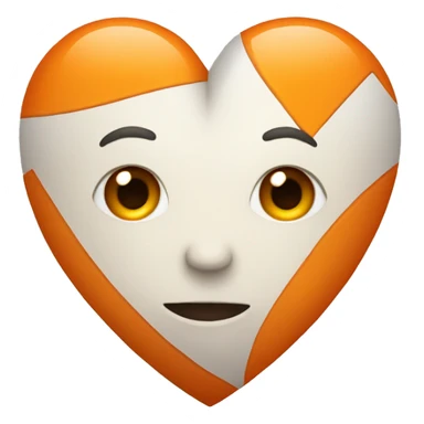 Half white and orange heart sticker