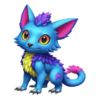  colorful modern Fakémon-Digimon-Trico-Vernid-creature (full body) sticker