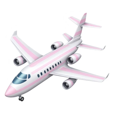 White plane with pastel pink stripes with one jet under each wing sticker