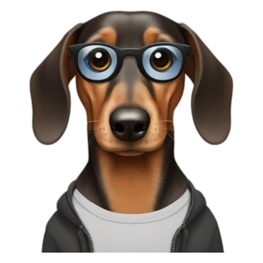 a dachshund dj with a beard sticker
