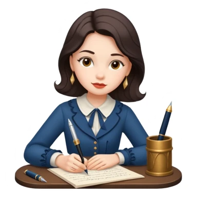 a girl is Writing in a Paper in a vintage outfit sticker