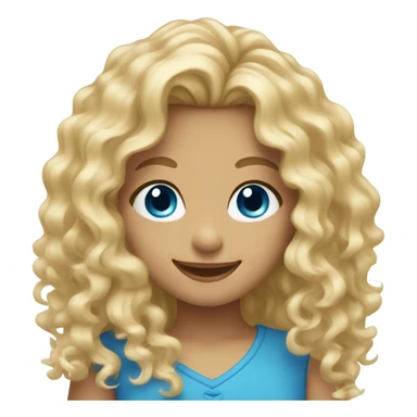 Blue eyed smiling girl with curly blonde long hair sticker