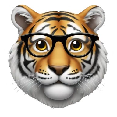tiger with wearing rounded specs  sticker