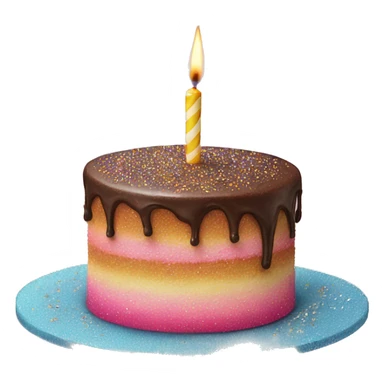 Realistic cake with glitter sticker