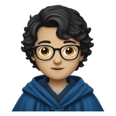 A dark haired boy in glasses and a Ravenclaw robe sticker