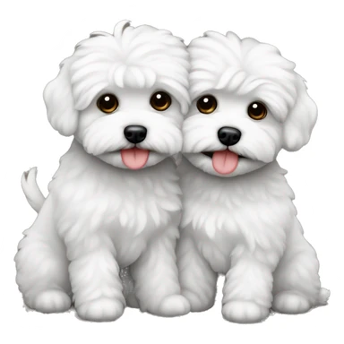 Two malti-poo dogs kissing each other sticker