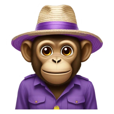 monkey with a straw hat and purple apple sticker