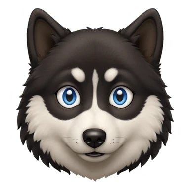 Dark black Husky with blue eyes with a confused look on his face sticker