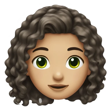 girl with long dark wavy hair with green hazel eyes and dark brows sticker