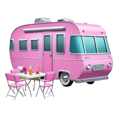 Jetson’s Ultra hotrod Haunted Barbie dream house Caravan with picnic table and folding chairs on top  sticker