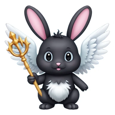 Black bunny with wings and with wand  sticker