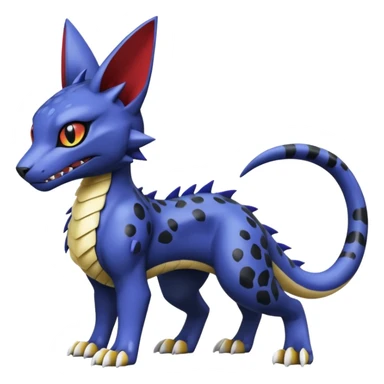 with black rosette-splotches, scaley Bastet-Liepard-Noibat-Gatomon-Garchomp-Digimon-Fakémon-Pokémon-creature (full body) sticker