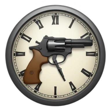a clock holding a gun sticker
