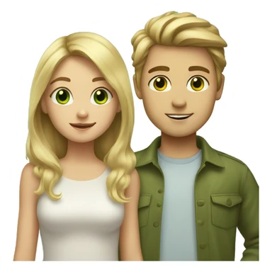 blonde girl and light brown haired boy with green eyes sticker