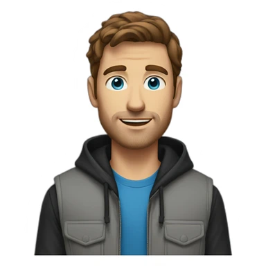 brown-haired-man-with-gray-blue-eyes-dressed-in-a-gray-hoodie-and-black-vest sticker