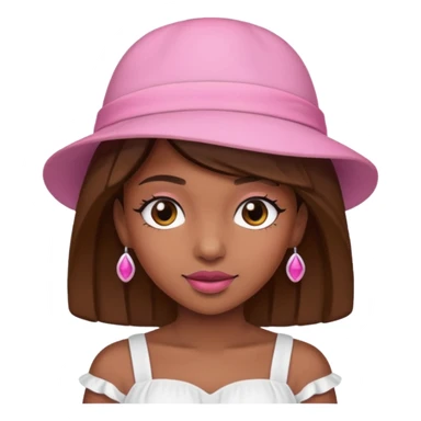 rihanah wearing Pink Hat, white dress sticker