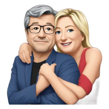 Jean-Luc Melonchon caresse Marine Le Pen sticker