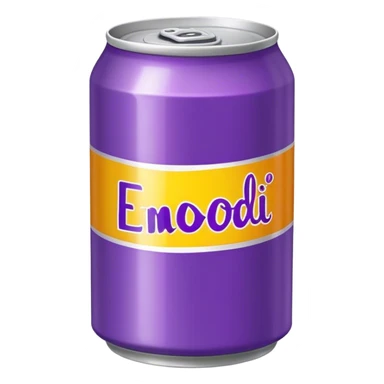 yellow soda can with purple name sticker