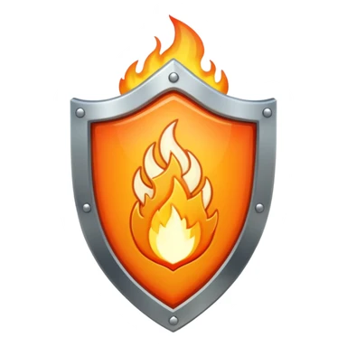 White gold shield with flame sticker
