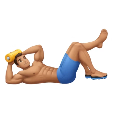 buff guy lying lats down on foam-oller sticker