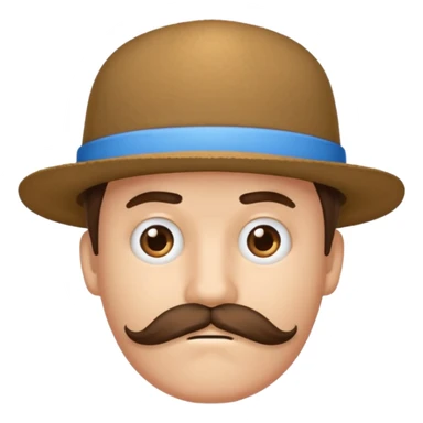 Crie um emoji de um menino de boné cabelo pro lado triste e bigode sticker