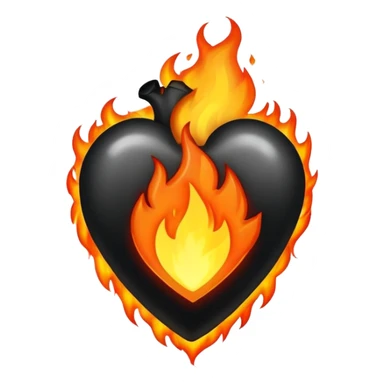 Black heart on fire sticker