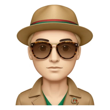 man with sunglasses, gucci hat sticker