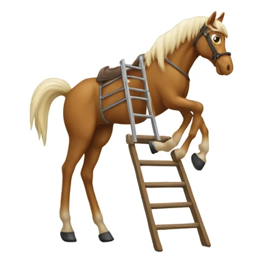 Create a horse with really long legs and a ladder to get up to it sticker