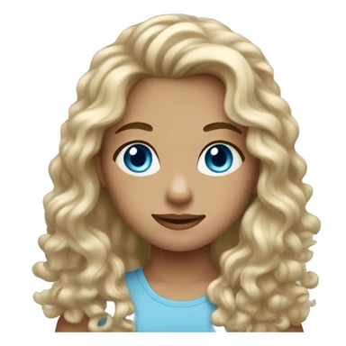 girl with long curly dark hair blue eyes light skin sticker