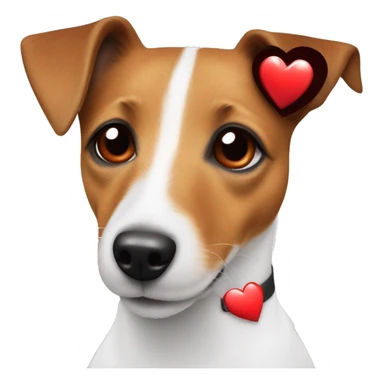 Jack russell terrier in love. With three red hearts around his head sticker