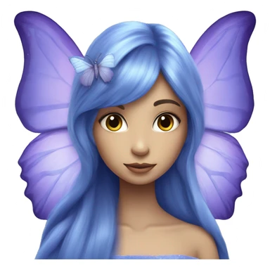 Beautiful, bluebell, fairy, blue, silver, purple, long hair, big butterfly wings sticker