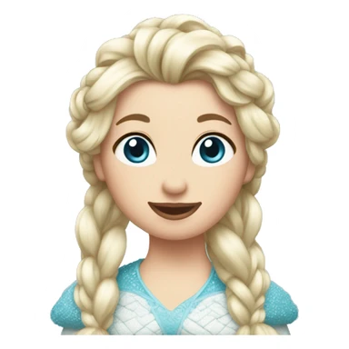 duck with hair like Elsa from frozen, white braids, blue eyes sticker