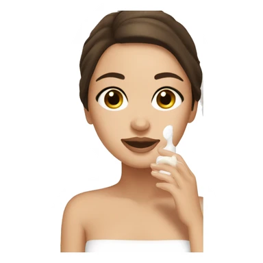 White girl with dark brown hair getting with lotion on face at a spa sticker
